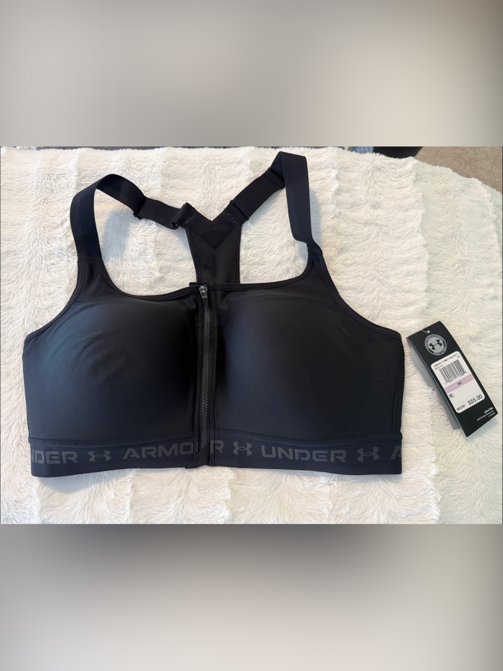 Under Armour Black Front-Zip Sports Bikini Top